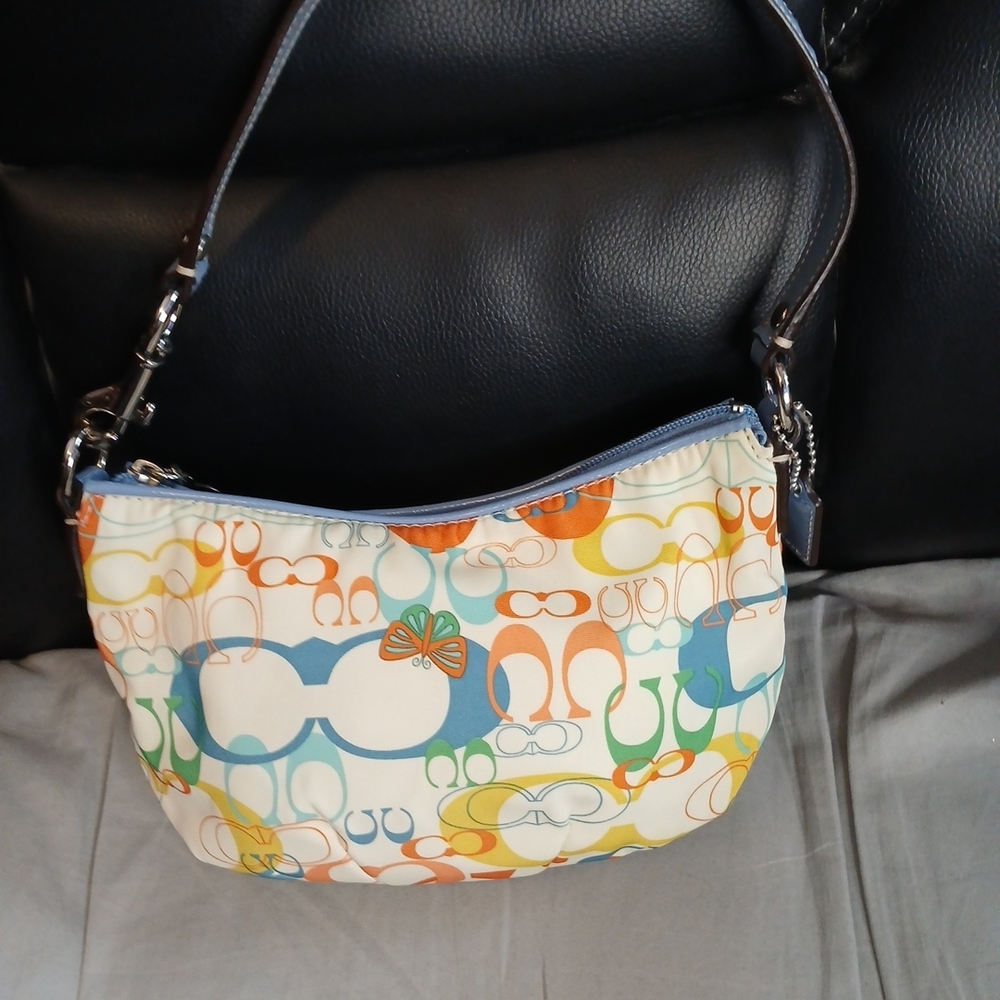 Colorful Coach Mini Bag/Wristlet With Matching Sun Visor - Picture 2 of 10